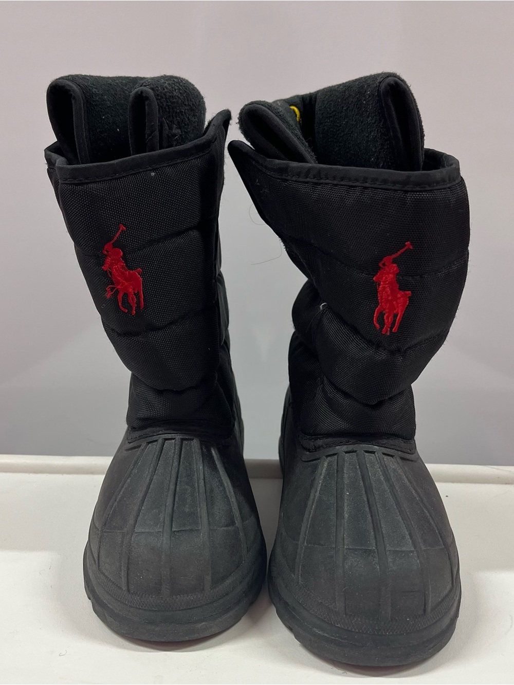 Polo by Ralph Lauren Black Boots with Yellow Embroidered Logo